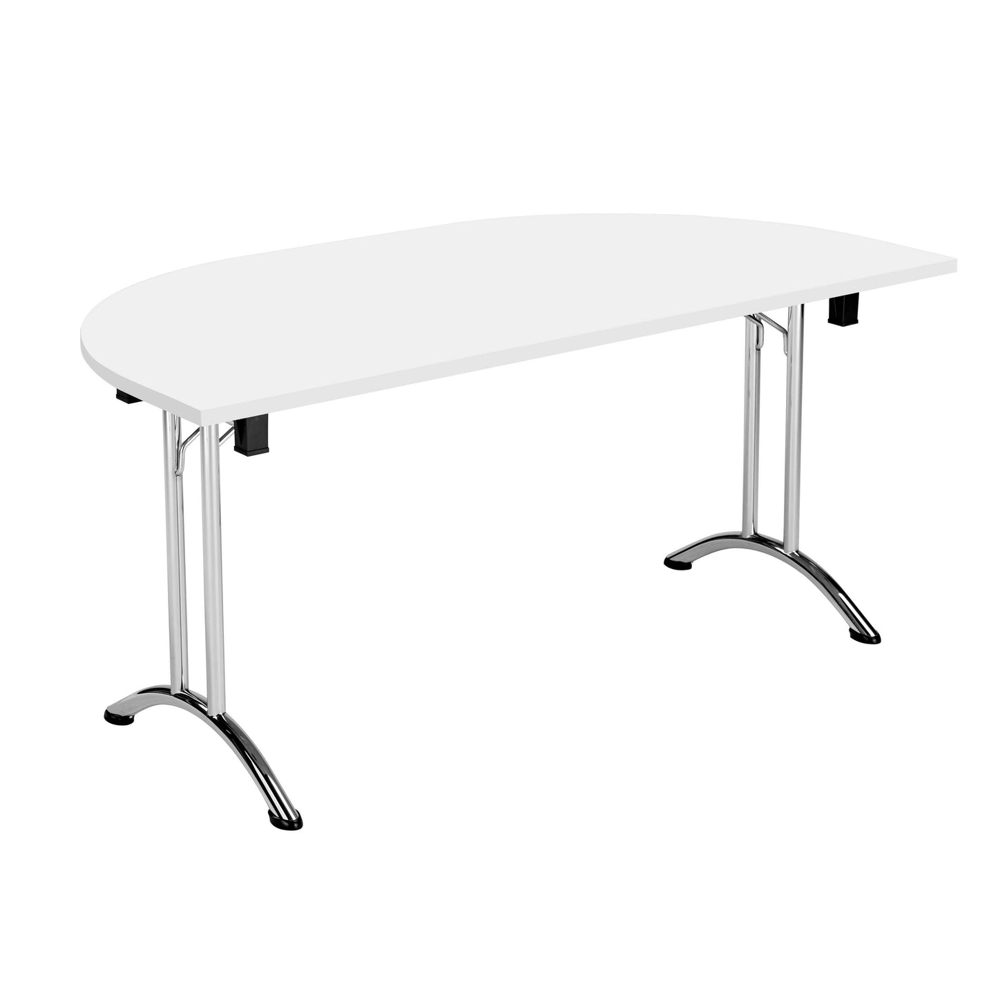 One Union D-End Folding Table (FSC) | 1600 X 800 | White/Chrome
