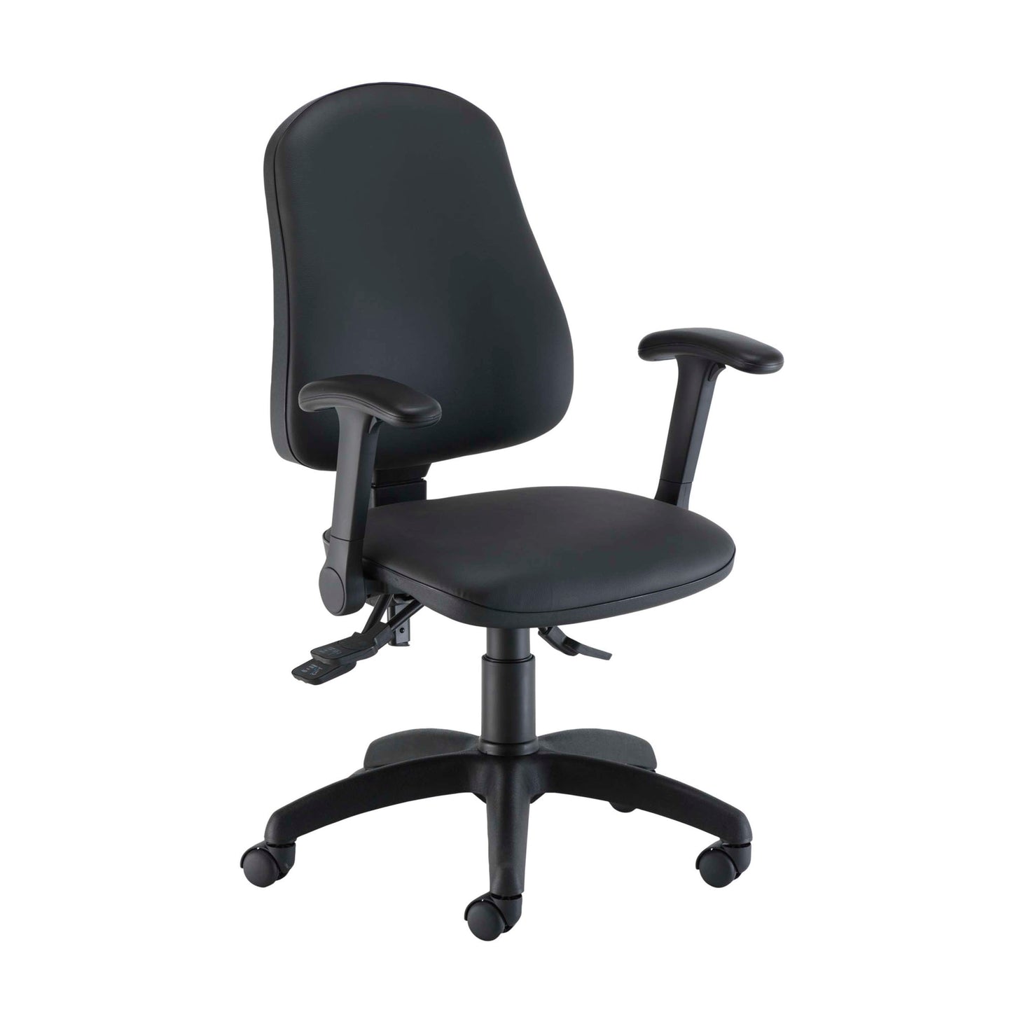 Calypso Ergo 2 Lever Office Chair with Lumbar Pump | Folding Arms | Black PU