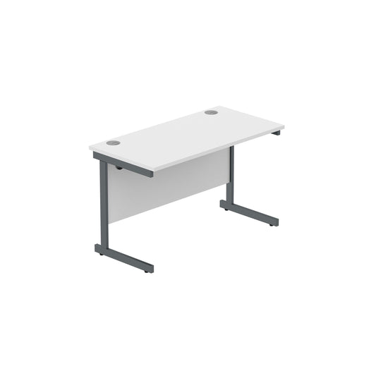 Office Rectangular Desk with Steel Single Upright Cantilever Frame (FSC) | 1200X600 | Arctic White/Graphite