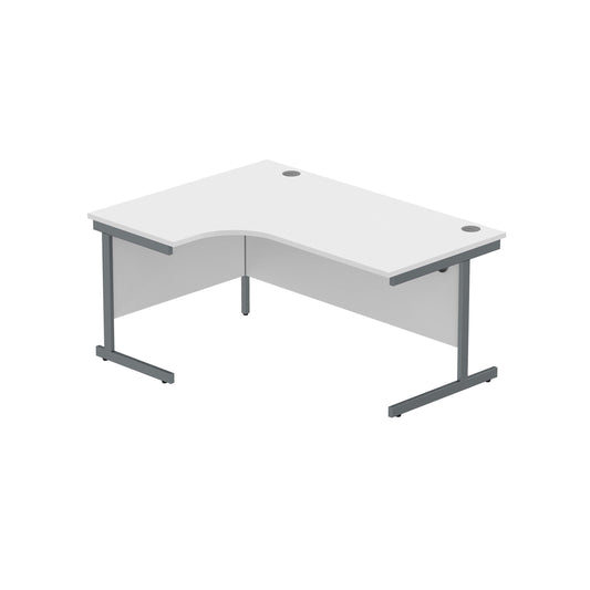 Office Left Hand Corner Desk with Steel Single Upright Cantilever Frame (FSC) | 1600X1200 | Arctic White/Graphite