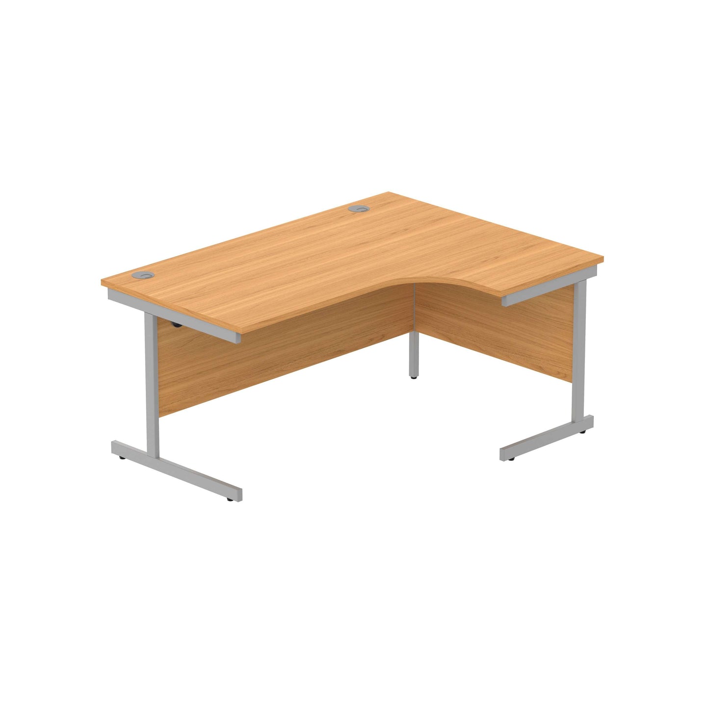 Office Right Hand Corner Desk with Steel Single Upright Cantilever Frame (FSC) | 1600X1200 | Norwegian Beech/Silver