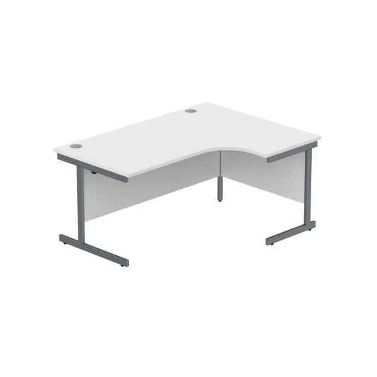 Office Right Hand Corner Desk with Steel Single Upright Cantilever Frame (FSC) | 1600X1200 | Arctic White/Graphite
