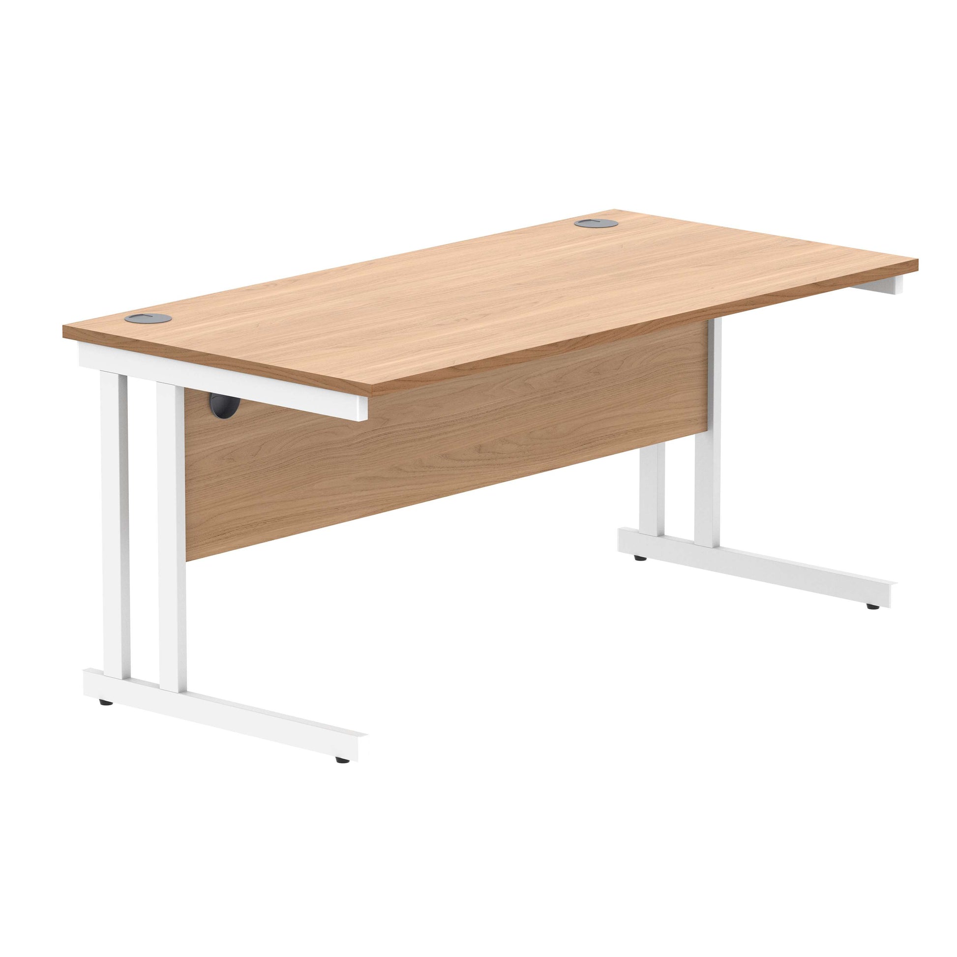 Office Rectangular Desk with Steel Double Upright Cantilever Frame (FSC) | 1600X800 | Norwegian Beech/White