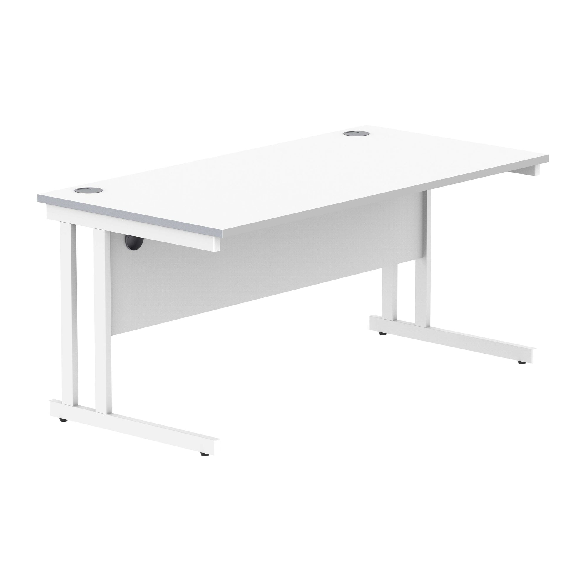 Office Rectangular Desk with Steel Double Upright Cantilever Frame (FSC) | 1600X800 | Arctic White/White