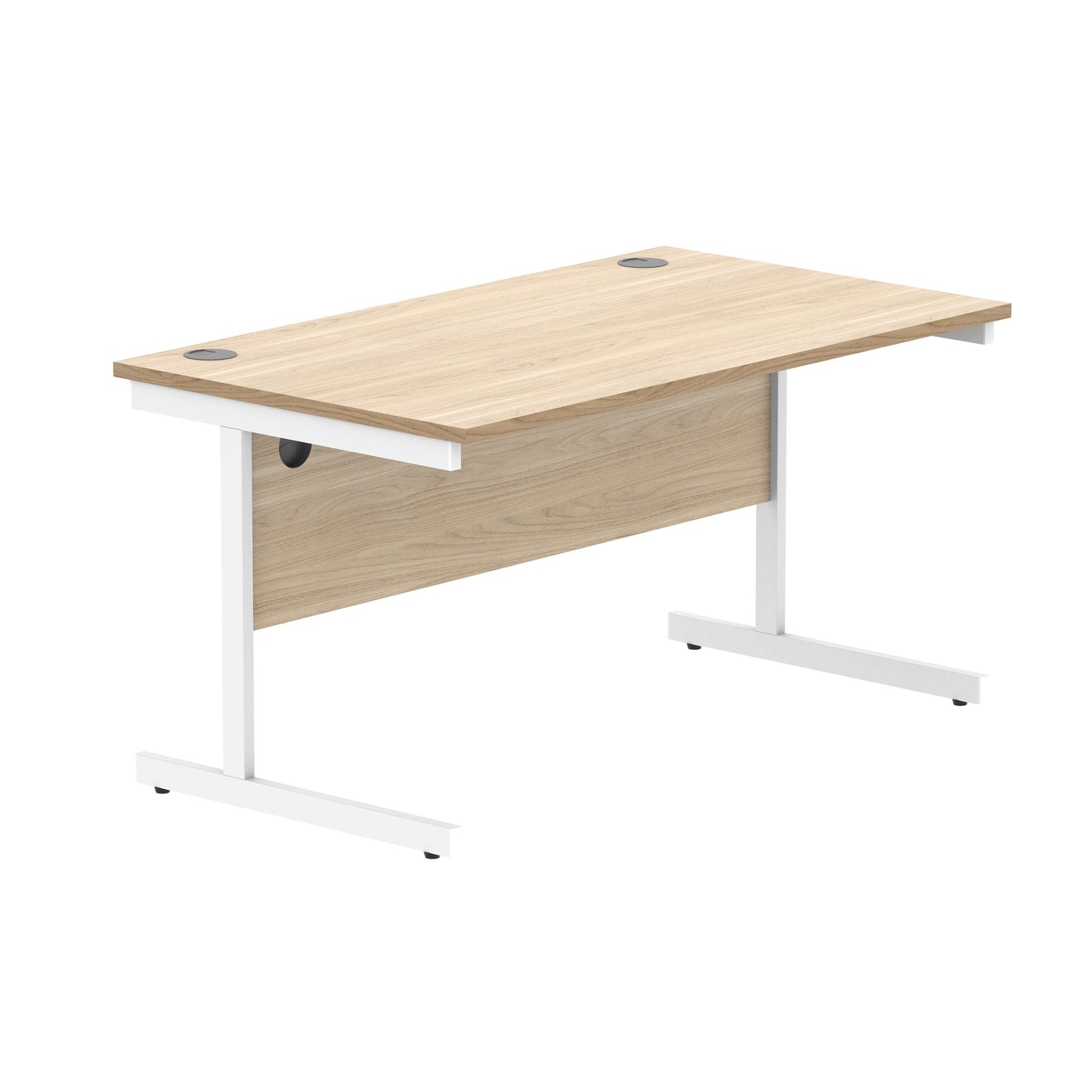 Office Rectangular Desk with Steel Single Upright Cantilever Frame (FSC) | 1600X800 | Canadian Oak/White