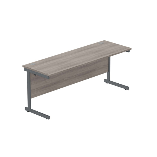 Office Rectangular Desk with Steel Single Upright Cantilever Frame (FSC) | 1800X600 | Alaskan Grey Oak/Graphite
