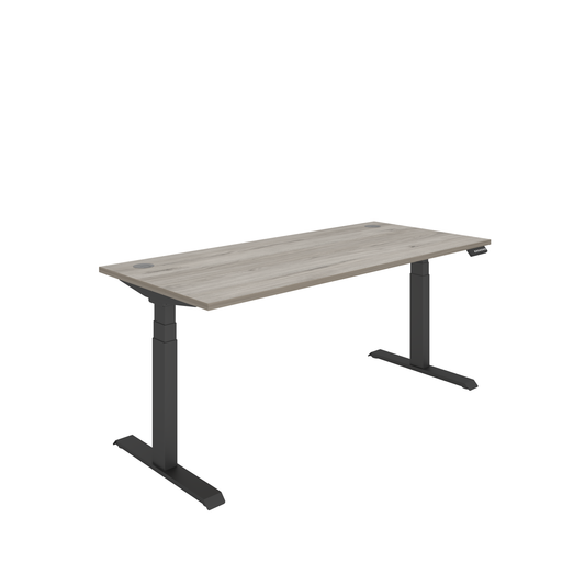Office Rectangular Dual Motor Sit Stand Desk (FSC) | 1800X800 | Grey Oak/Black