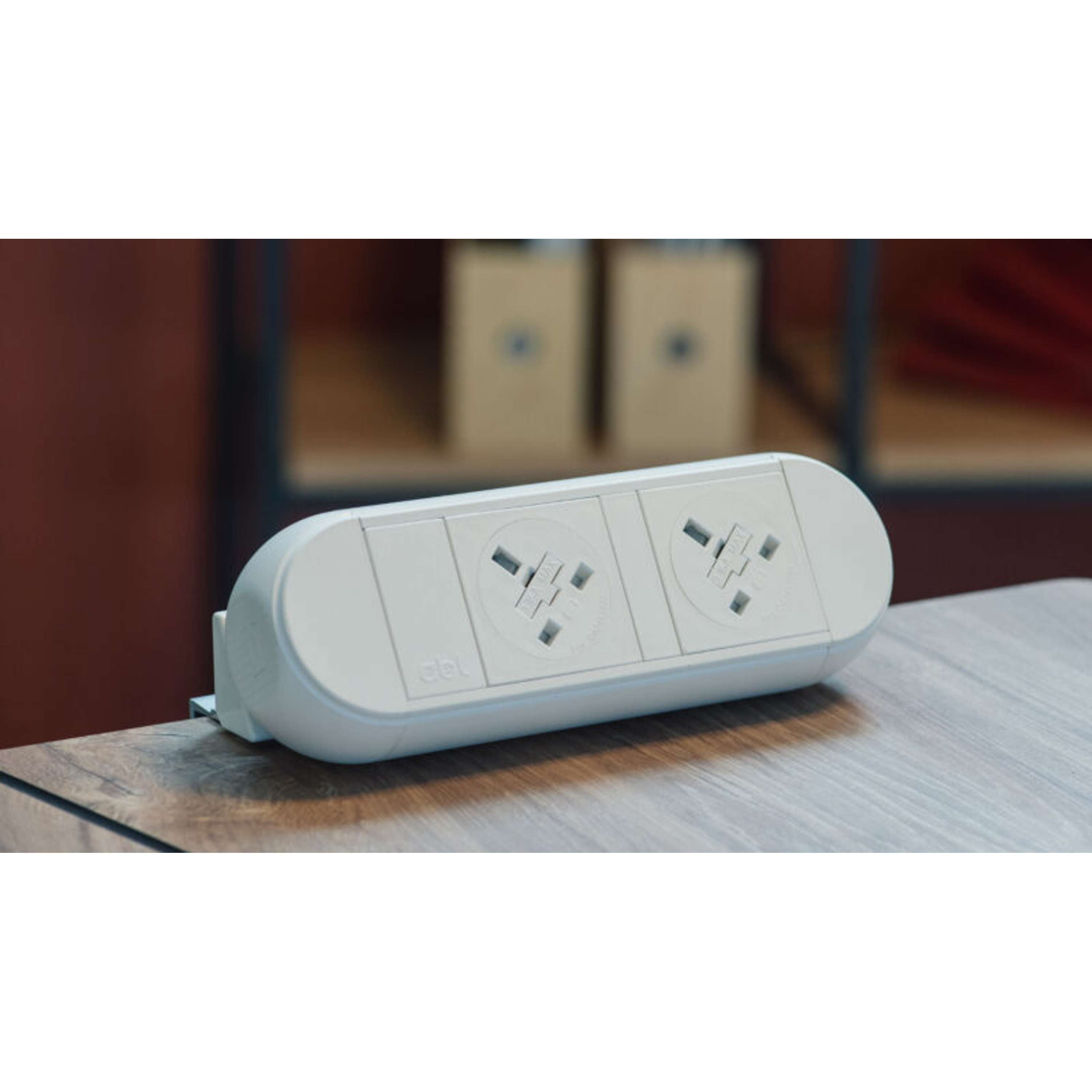 Desktop Power Module with 2 UK Power Sockets | White – ALXR WORKSPACE