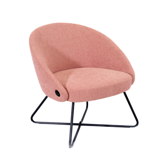 Pocket Reception Chair | Black Wire Base | Pastel Pink Fabric
