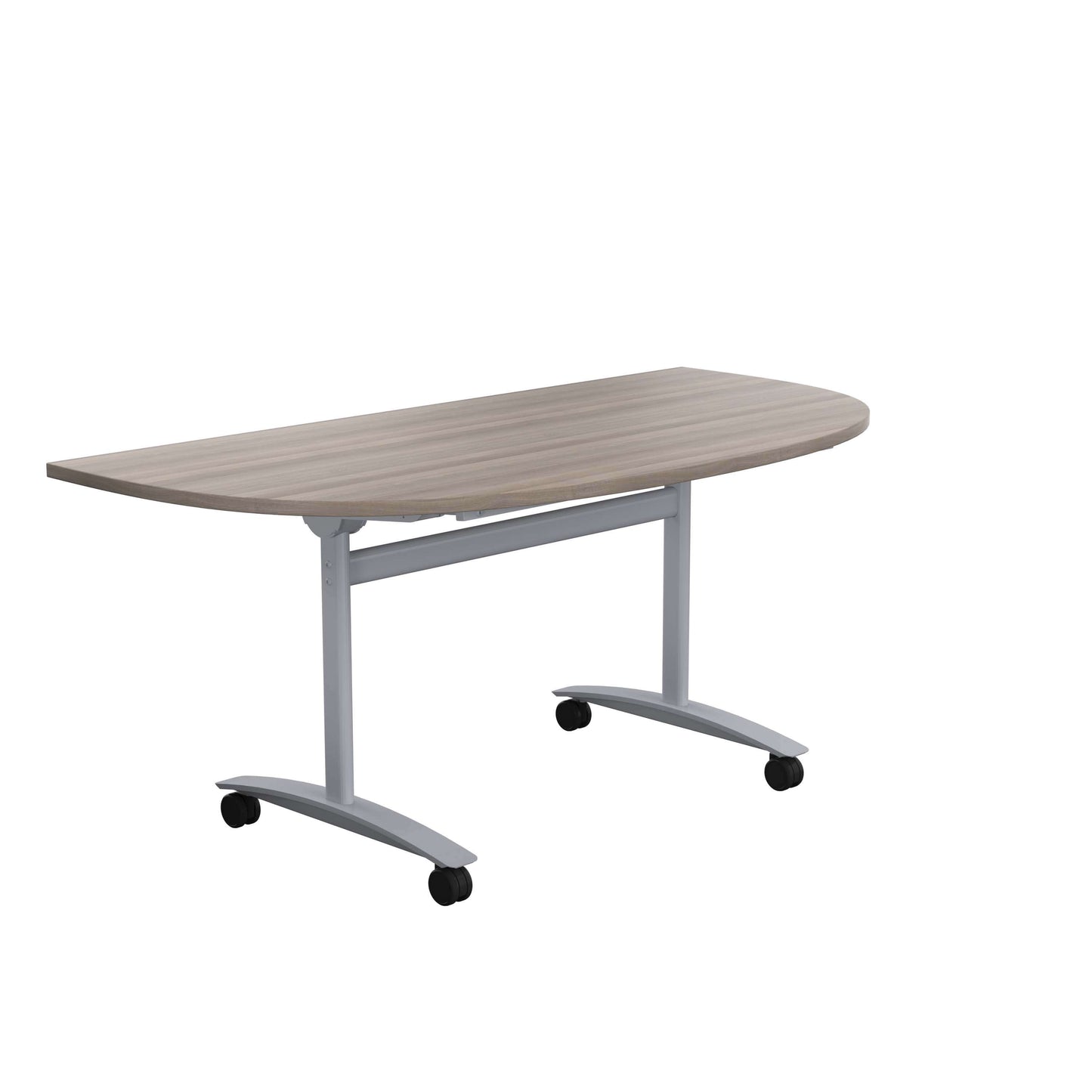 One D-End Tilting Table (FSC) | 1600 X 800 | Grey Oak/Silver