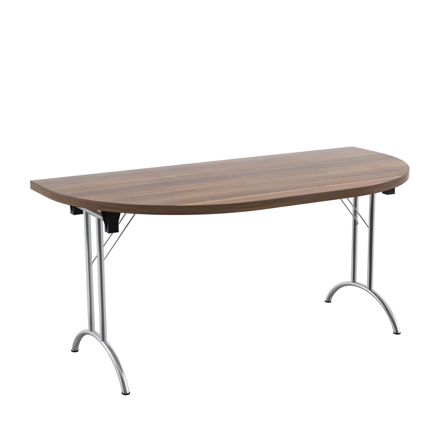 One Union D-End Folding Table (FSC) | 1600 X 800 | Dark Walnut/Chrome