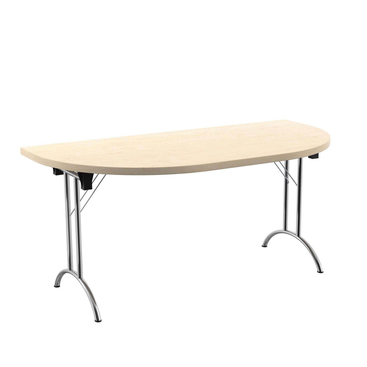 One Union D-End Folding Table (FSC) | 1600 X 800 | Maple/Silver