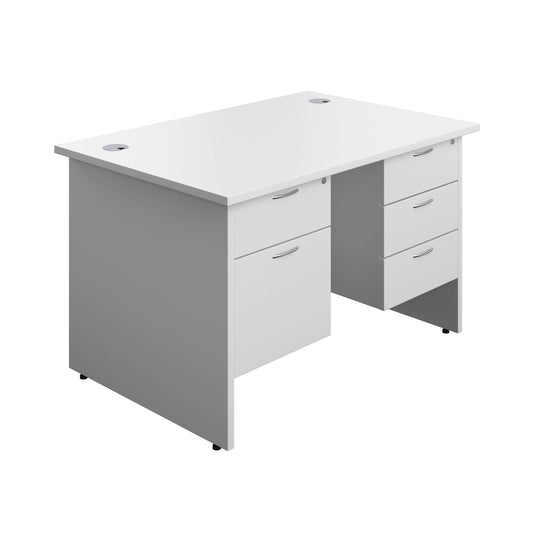 Panel Rectangular Desk + 2 & 3 Drawer Fixed Pedestal Bundle (FSC) | 1200X800 | White/White