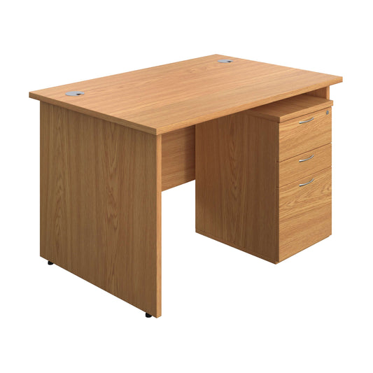 Panel Rectangular Desk + 3 Drawer Under Desk Pedestal Bundle (FSC) | 1200X800 | Nova Oak/Nova Oak