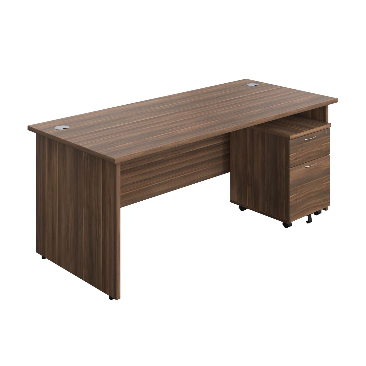 Panel Rectangular Desk + 2 Drawer Mobile Pedestal Bundle (FSC) | 1800X800 | Dark Walnut/Dark Walnut