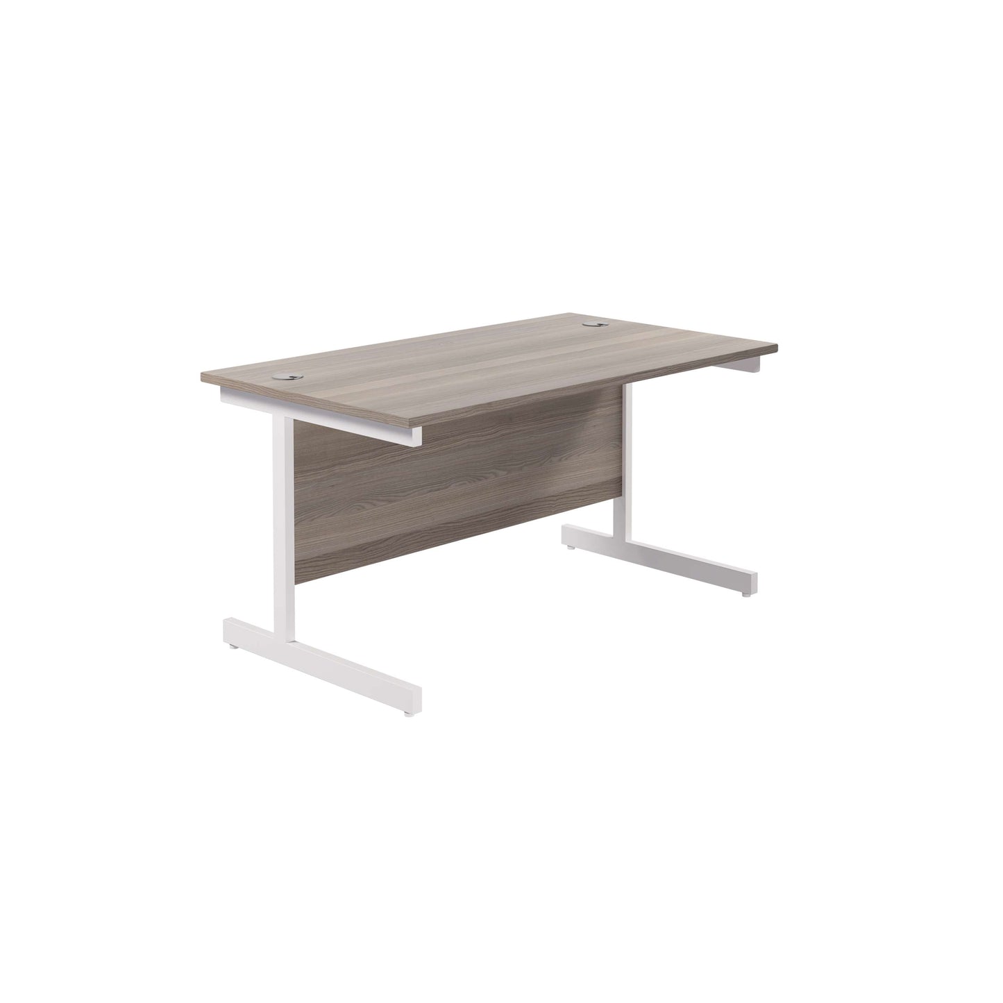 Single Upright Rectangular Desk: 800mm Deep (FSC) | 1200 X 800 | Grey Oak/White