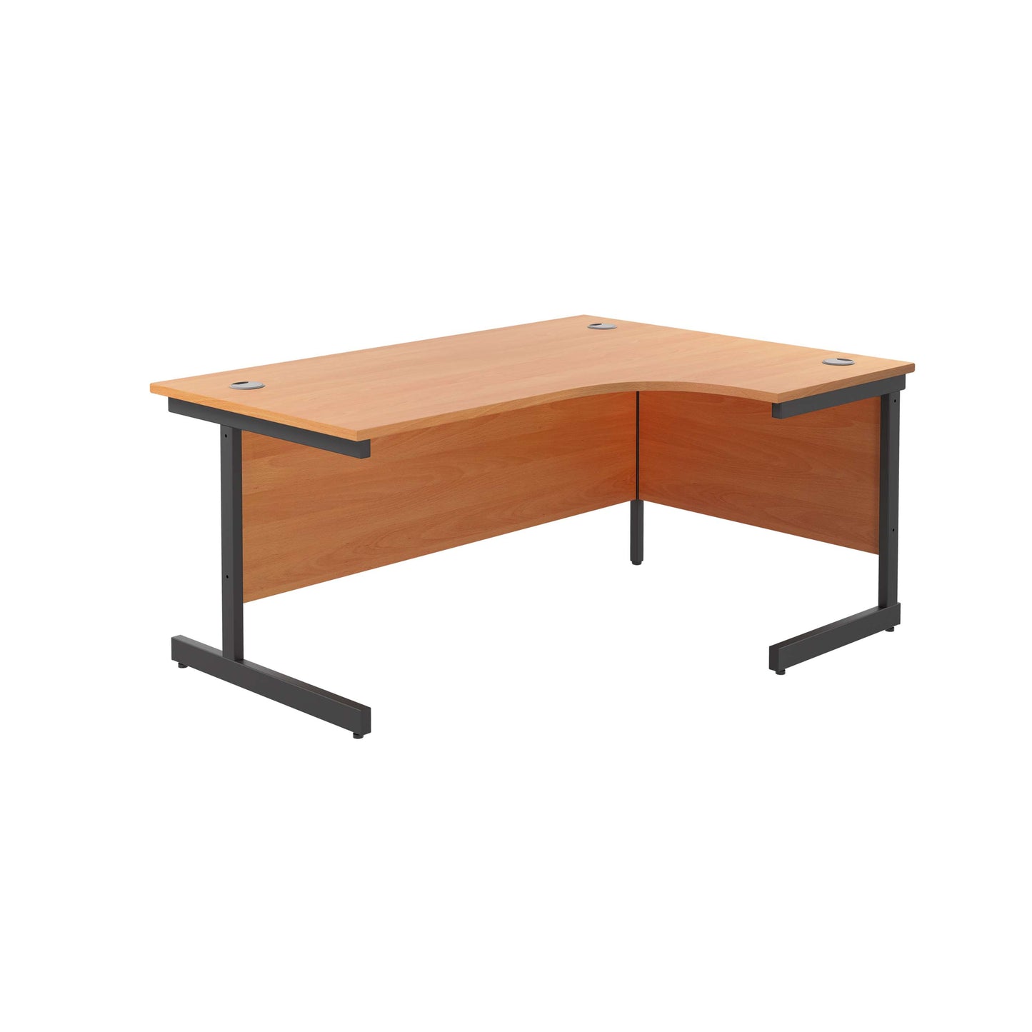 Single Upright Right Hand Radial Desk (FSC) | 1600 X 1200 | Beech/Black