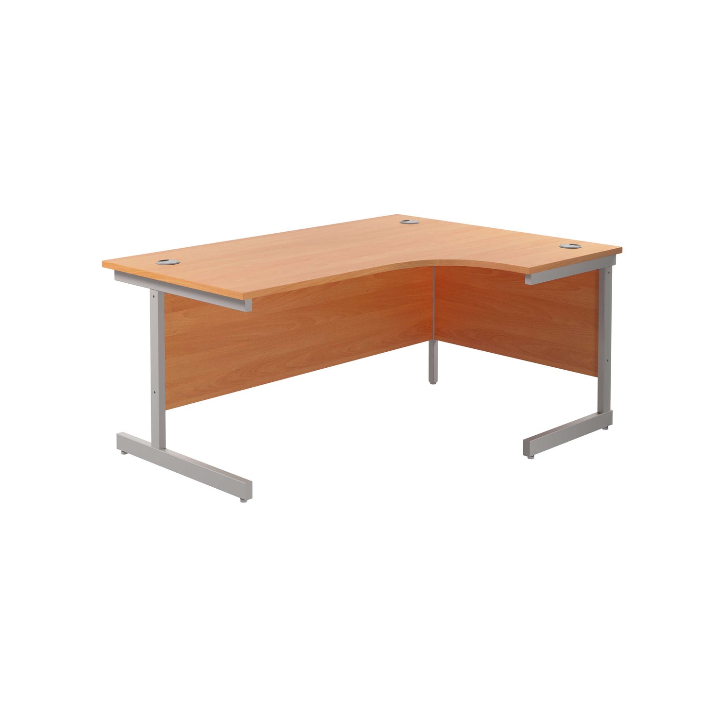 Single Upright Right Hand Radial Desk (FSC) | 1600 X 1200 | Beech/Silver