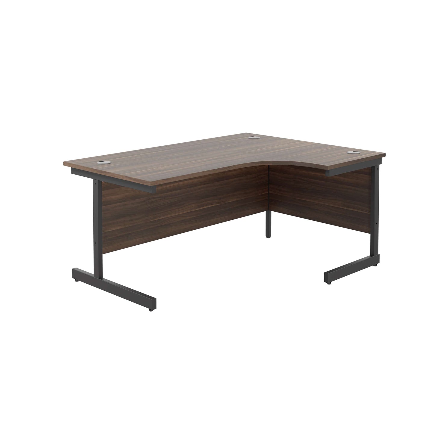 Single Upright Right Hand Radial Desk (FSC) | 1600 X 1200 | Dark Walnut/Black