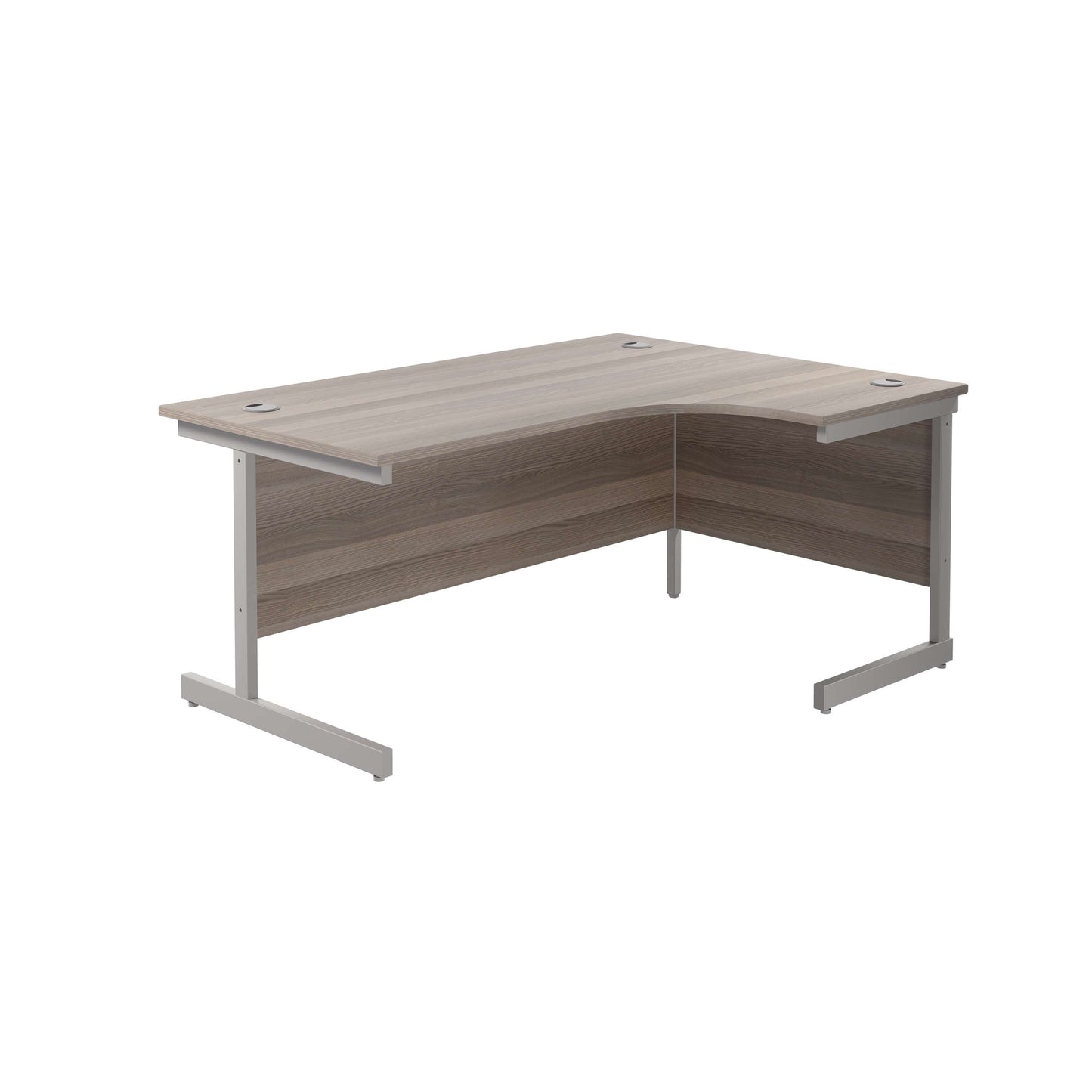 Single Upright Right Hand Radial Desk (FSC) | 1600 X 1200 | Grey Oak/Silver