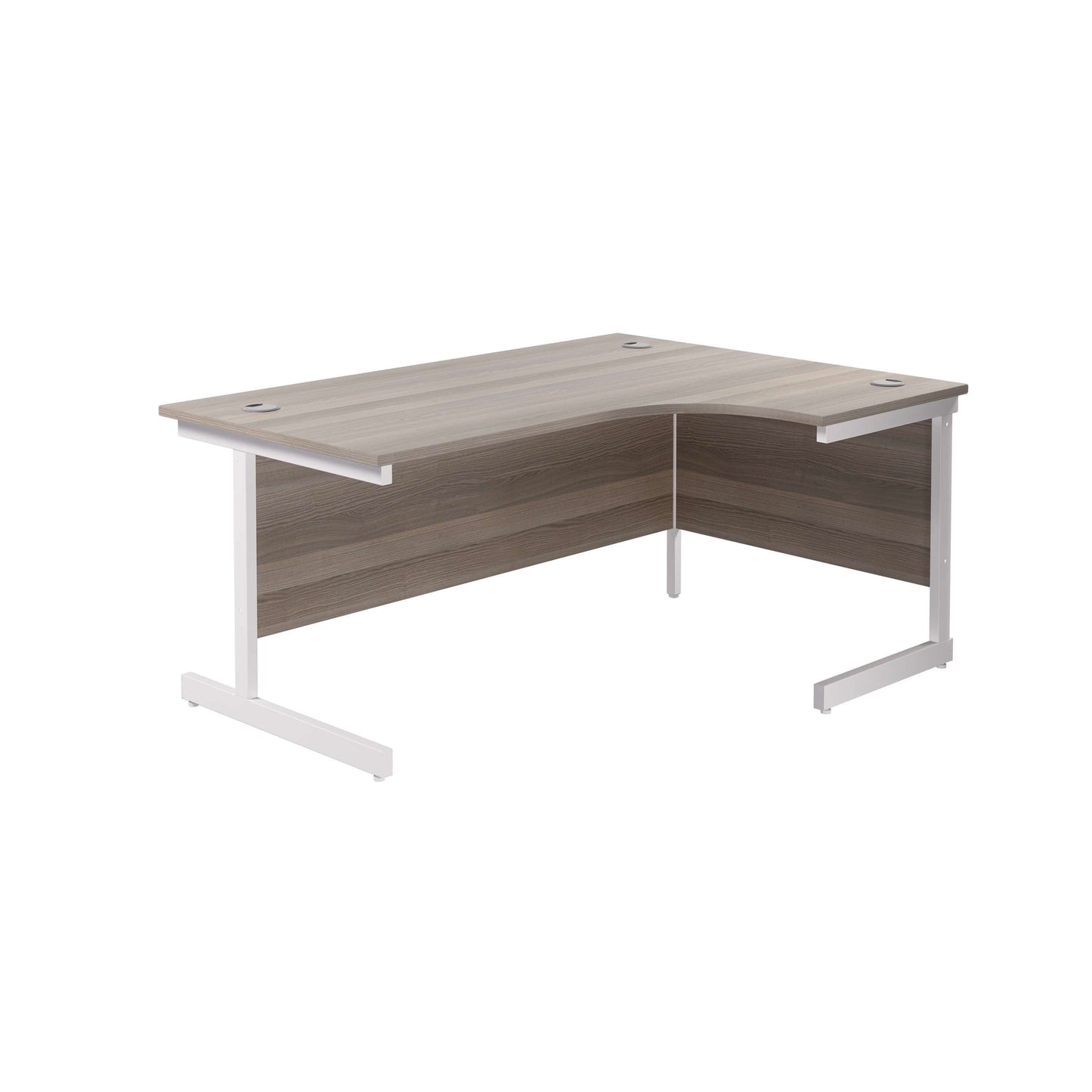 Single Upright Right Hand Radial Desk (FSC) | 1600 X 1200 | Grey Oak/White