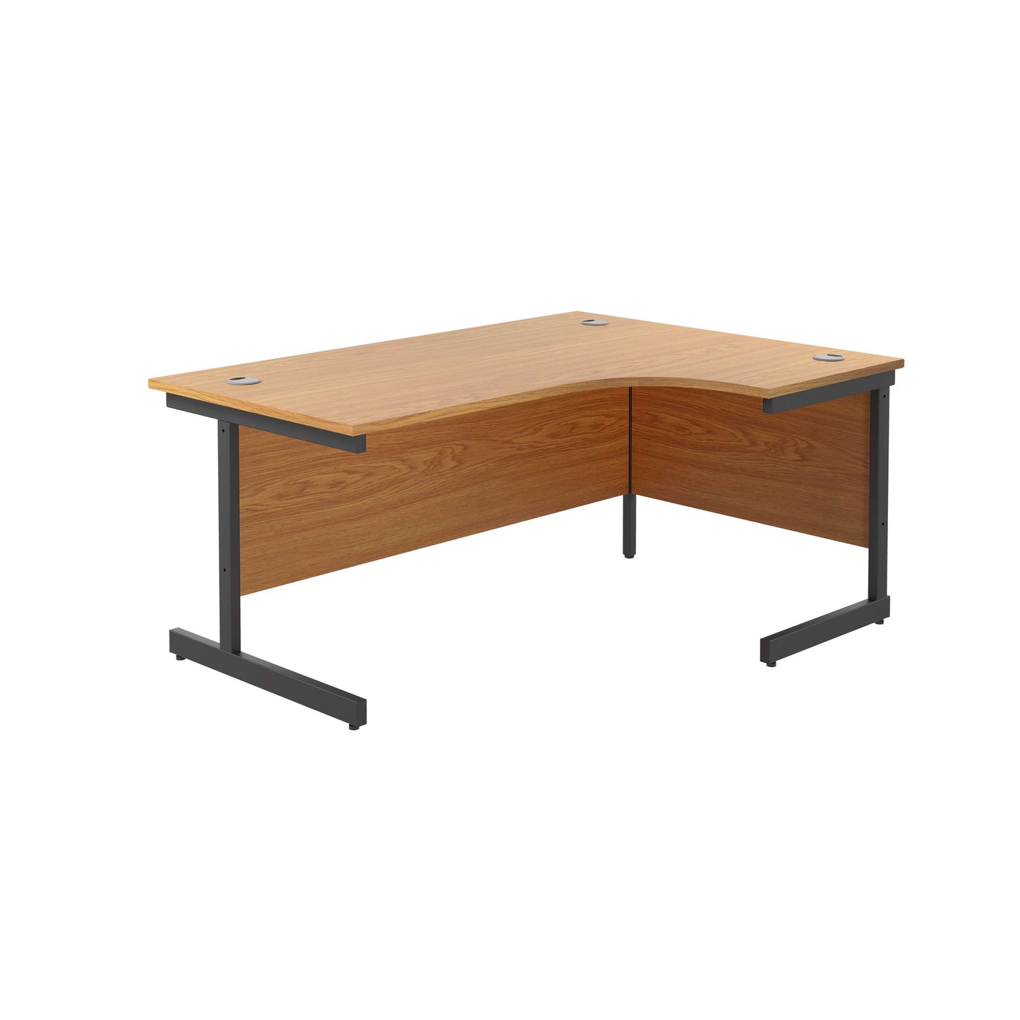 Single Upright Right Hand Radial Desk (FSC) | 1600 X 1200 | Nova Oak/Black