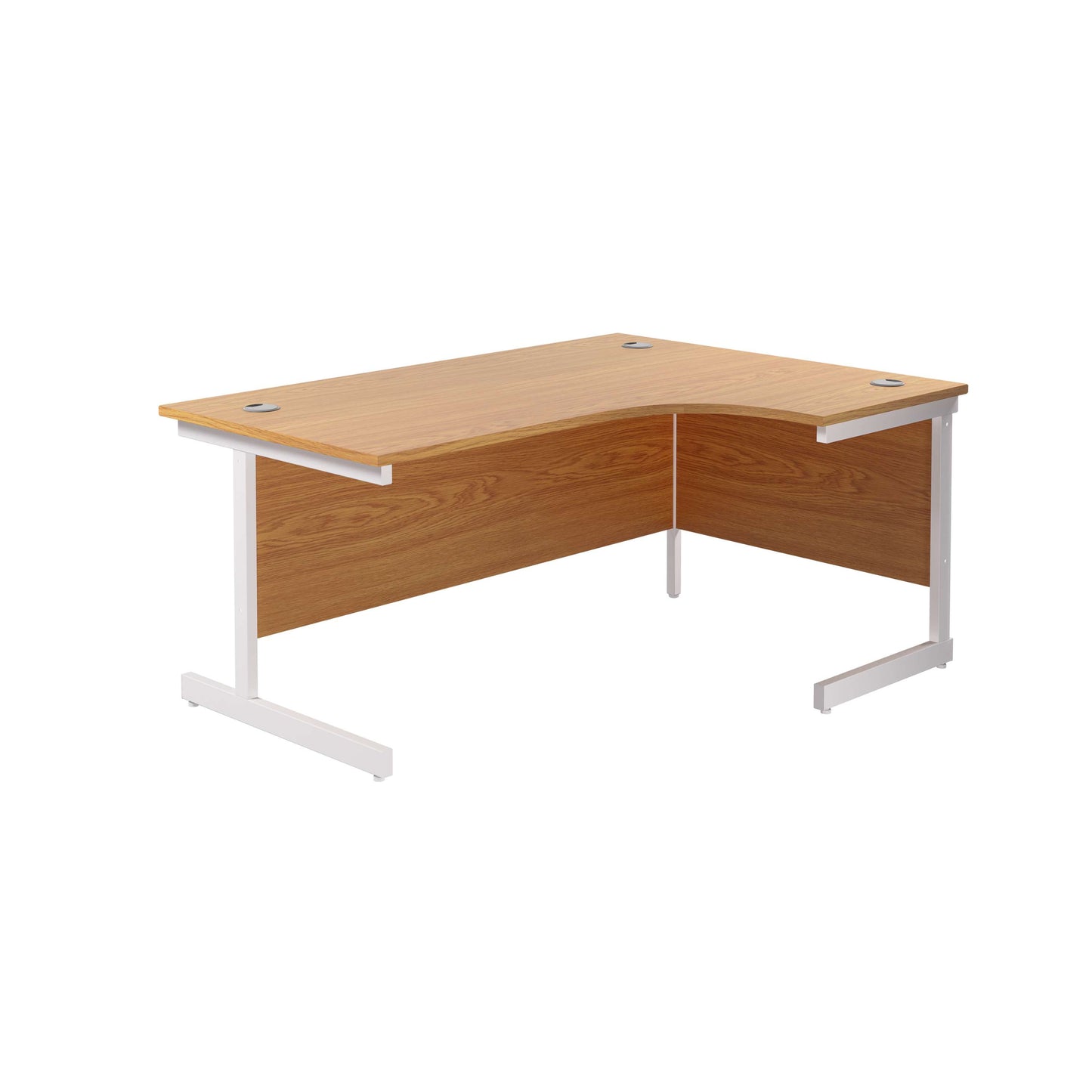 Single Upright Right Hand Radial Desk (FSC) | 1600 X 1200 | Nova Oak/White