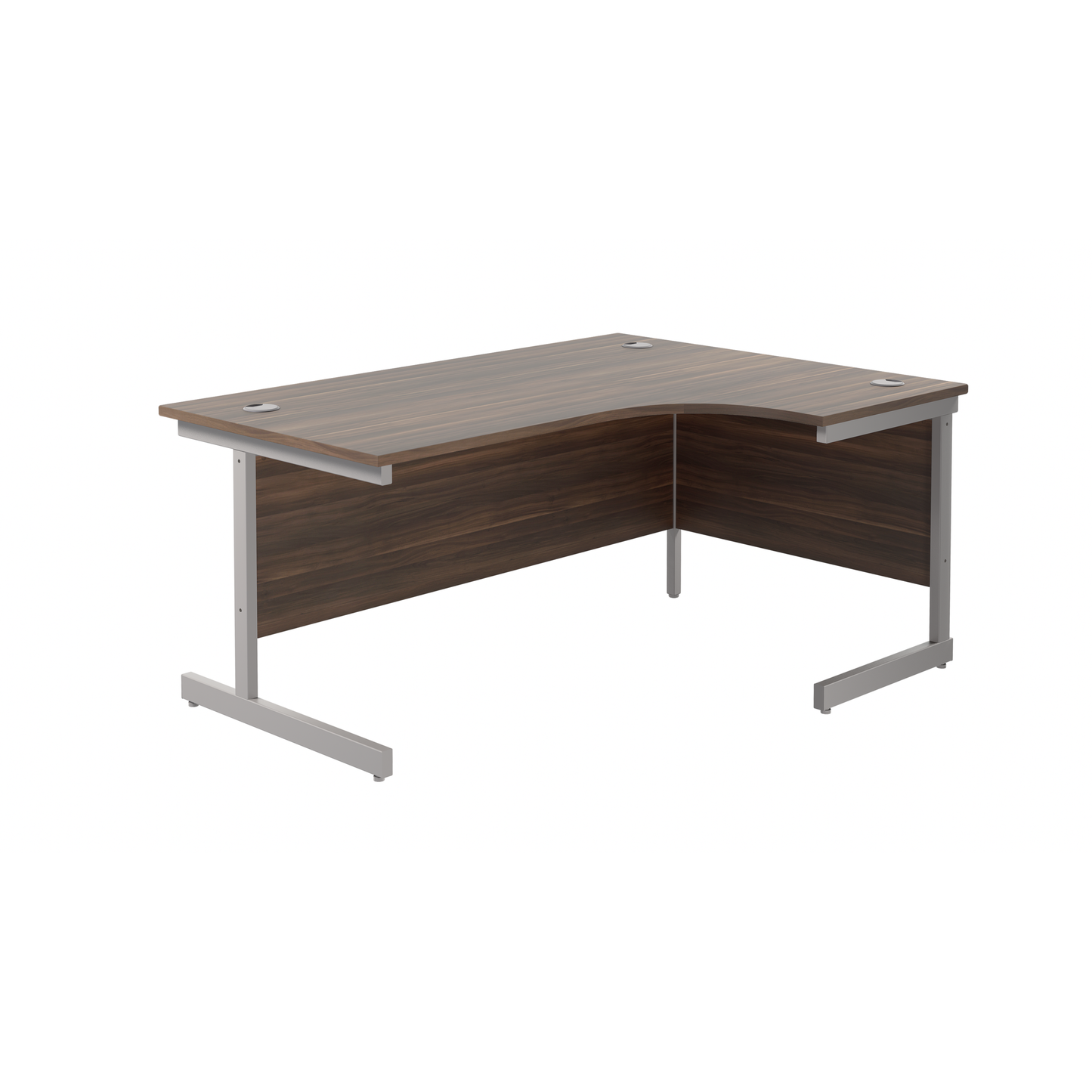 Single Upright Right Hand Radial Desk (FSC) | 1800 X 1200 | Dark Walnut/Silver