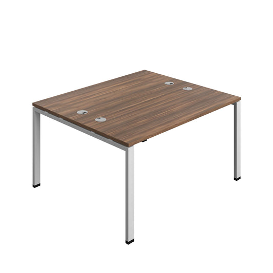 Synergy Bench with Cable Ports: 2 Person (FSC) : Goal Post Leg : 1400 | 600 | Dark Walnut/Silver