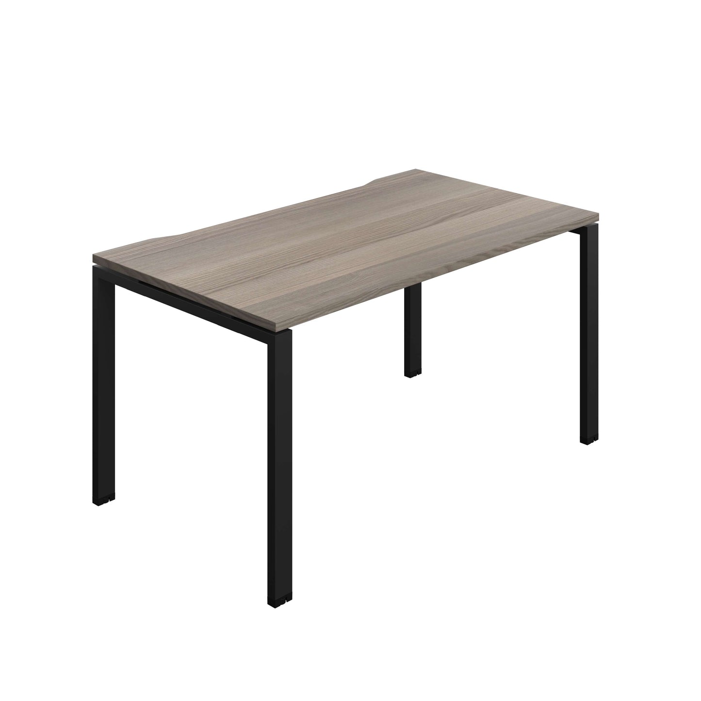 Synergy Bench with Cut Out: 1 Person (FSC) : Goal Post Leg : 1400 | 800 | Grey Oak/Black