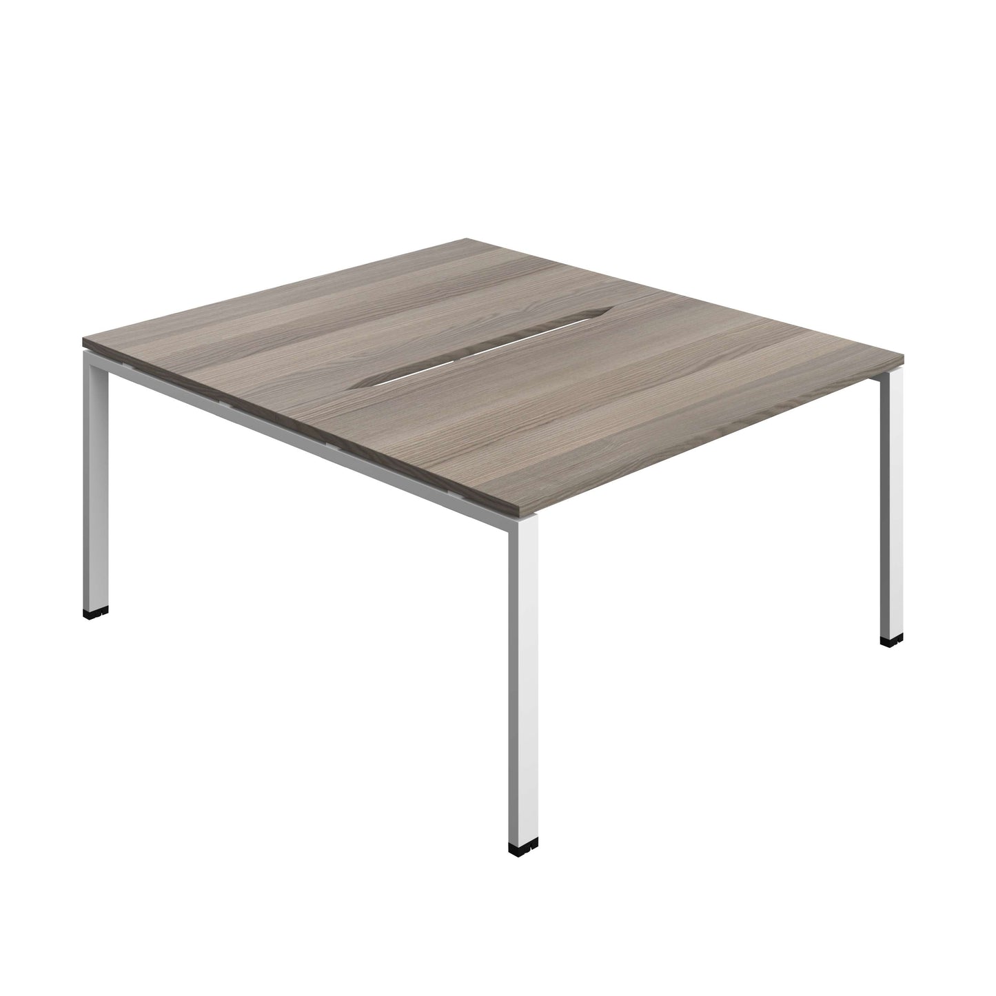Synergy Bench with Cut Out: 2 Person (FSC) : Goal Post Leg : 1400 | 800 | Grey Oak/White