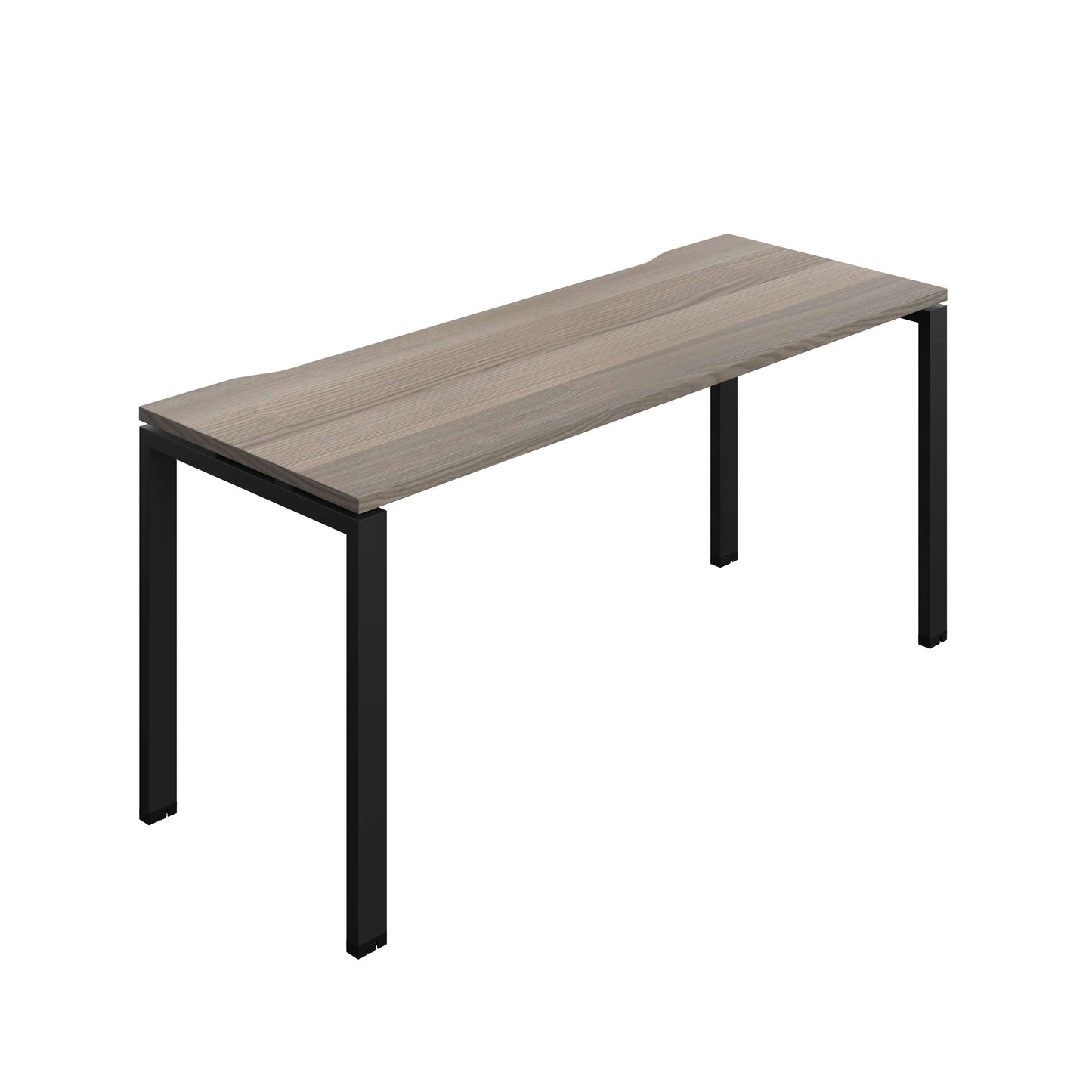 Synergy Bench with Cut Out: 1 Person (FSC) : Goal Post Leg : 1600 | 600 | Grey Oak/Black
