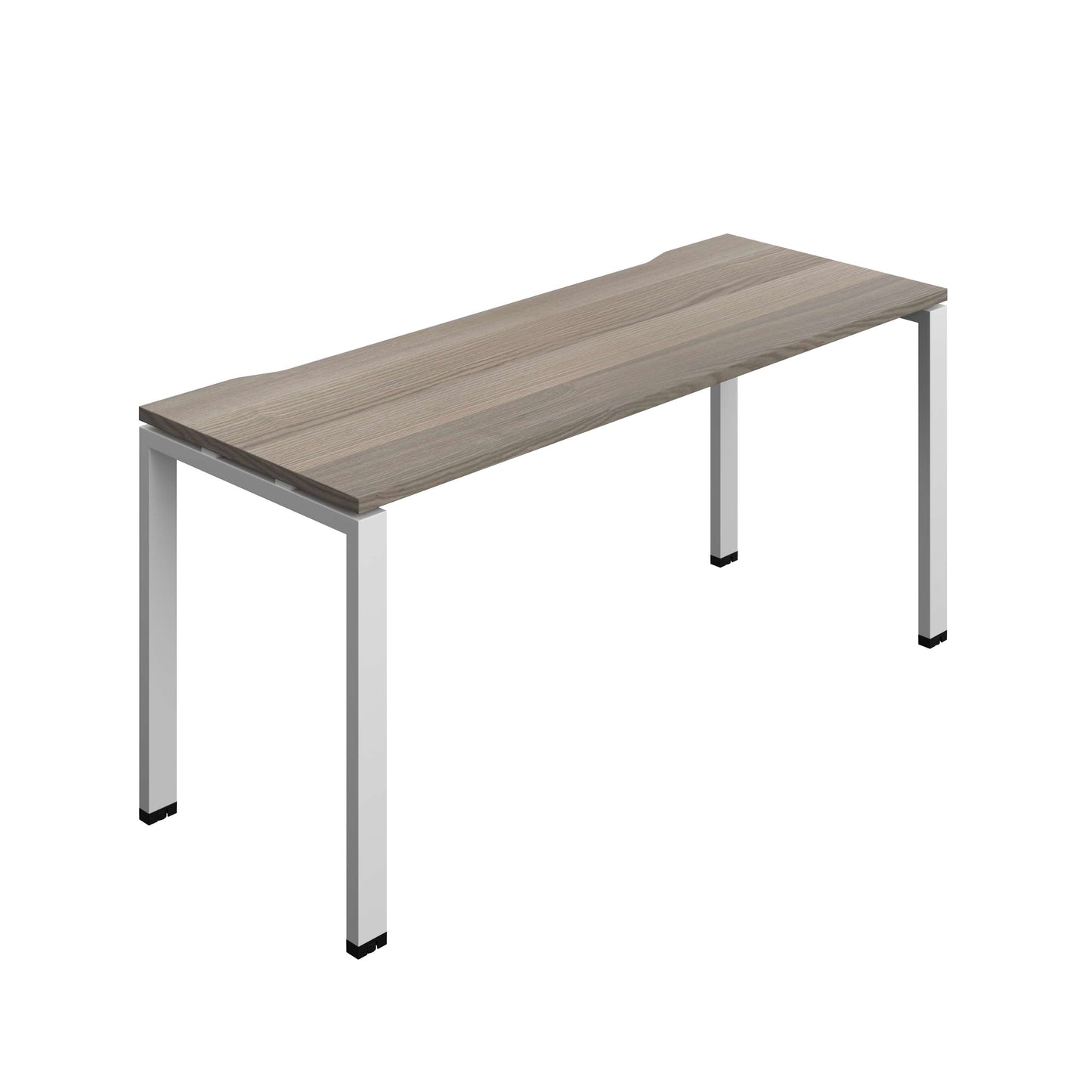 Synergy Bench with Cut Out: 1 Person (FSC) : Goal Post Leg : 1600 | 600 | Grey Oak/Silver