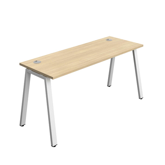 Synergy Bench with Cable Ports: 1 Person (FSC) : A-Frame Leg : 1600 | 600 | Nova Oak/White