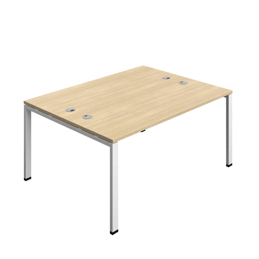 Synergy Bench with Cable Ports: 2 Person (FSC) : Goal Post Leg : 1600 | 600 | Nova Oak/White
