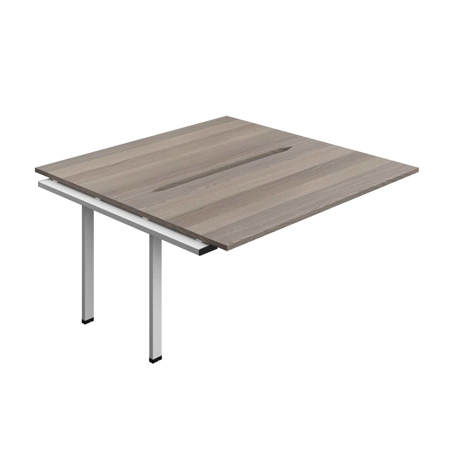Synergy Bench Extension with Cut Out: 2 Person (FSC) : 1600 | 800 | Grey Oak/Silver