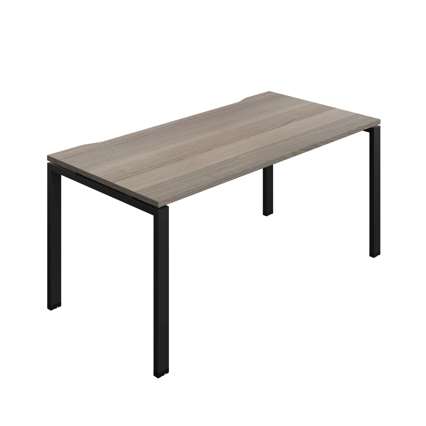 Synergy Bench with Cut Out: 1 Person (FSC) : Goal Post Leg : 1600 | 800 | Grey Oak/Black