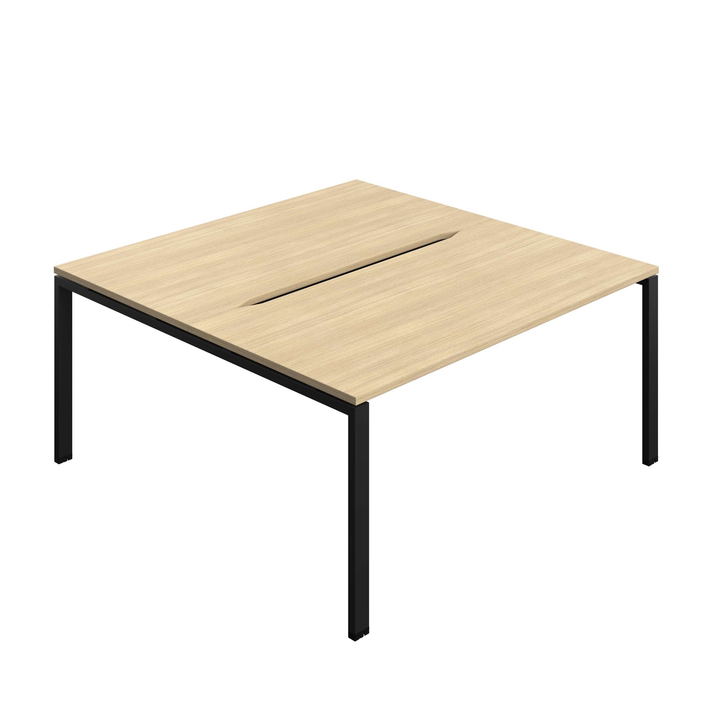Synergy Bench with Cut Out: 2 Person (FSC) : Goal Post Leg : 1600 | 800 | Nova Oak/Black