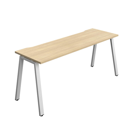 Synergy Bench with Cut Out: 1 Person (FSC) : A-Frame Leg : 1800 | 600 | Nova Oak/Silver
