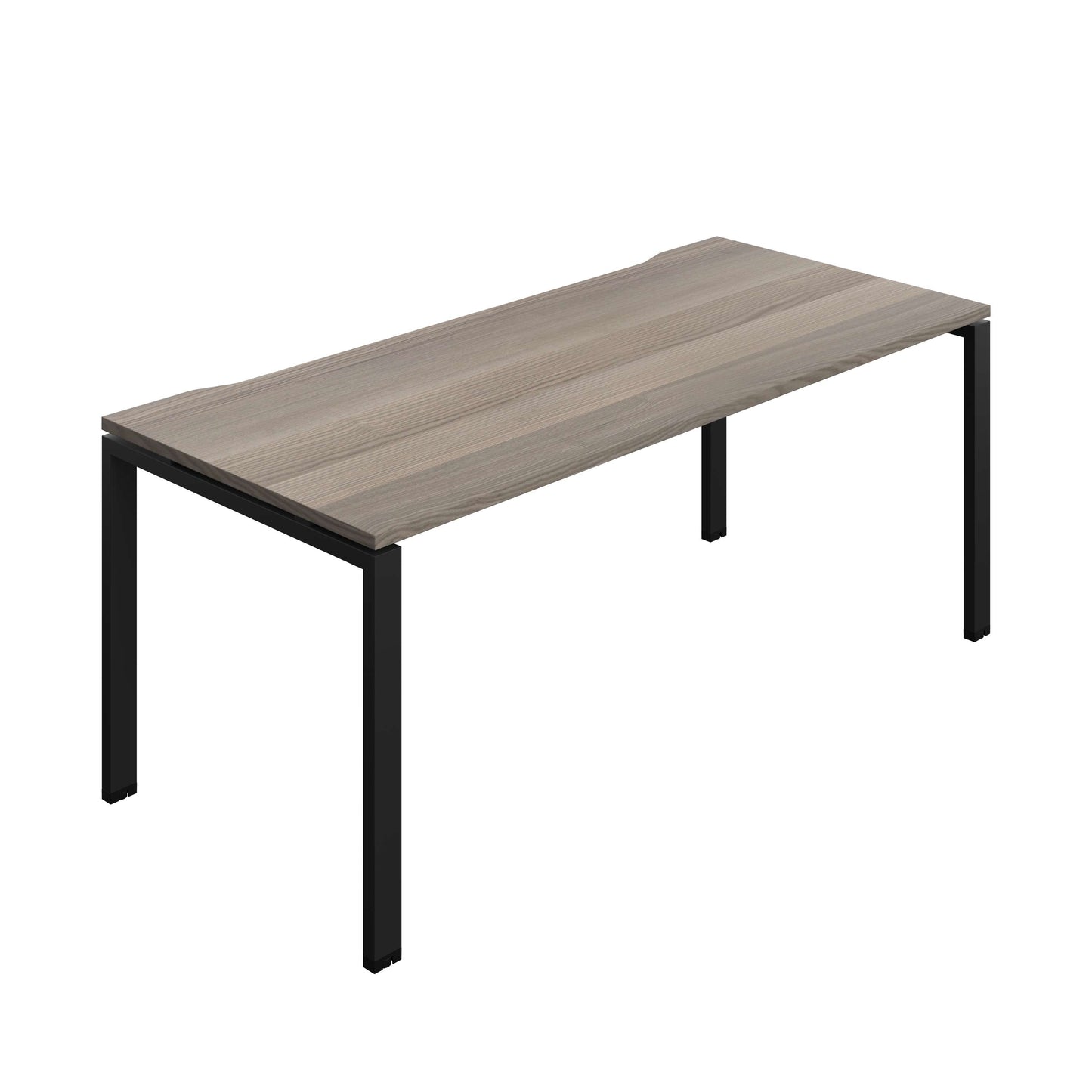 Synergy Bench with Cut Out: 1 Person (FSC) : Goal Post Leg : 1800 | 800 | Grey Oak/Black