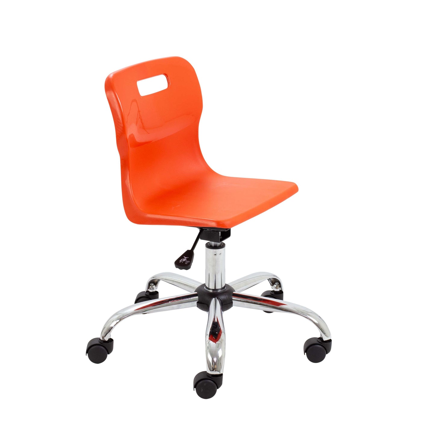 Titan Swivel Junior Chair with Chrome Base and Castors | Size 3-4 | Orange/Chrome