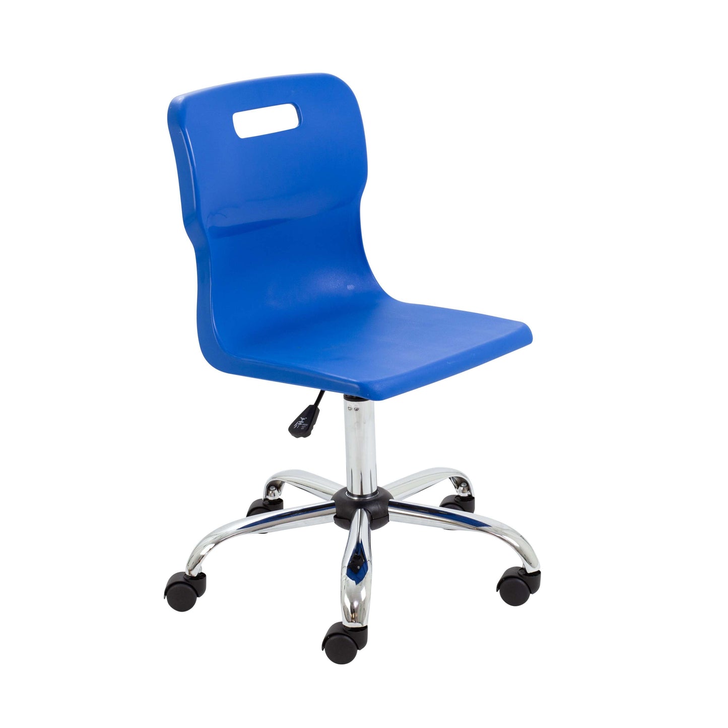 Titan Swivel Senior Chair with Chrome Base and Castors | Size 5-6 | Blue/Chrome