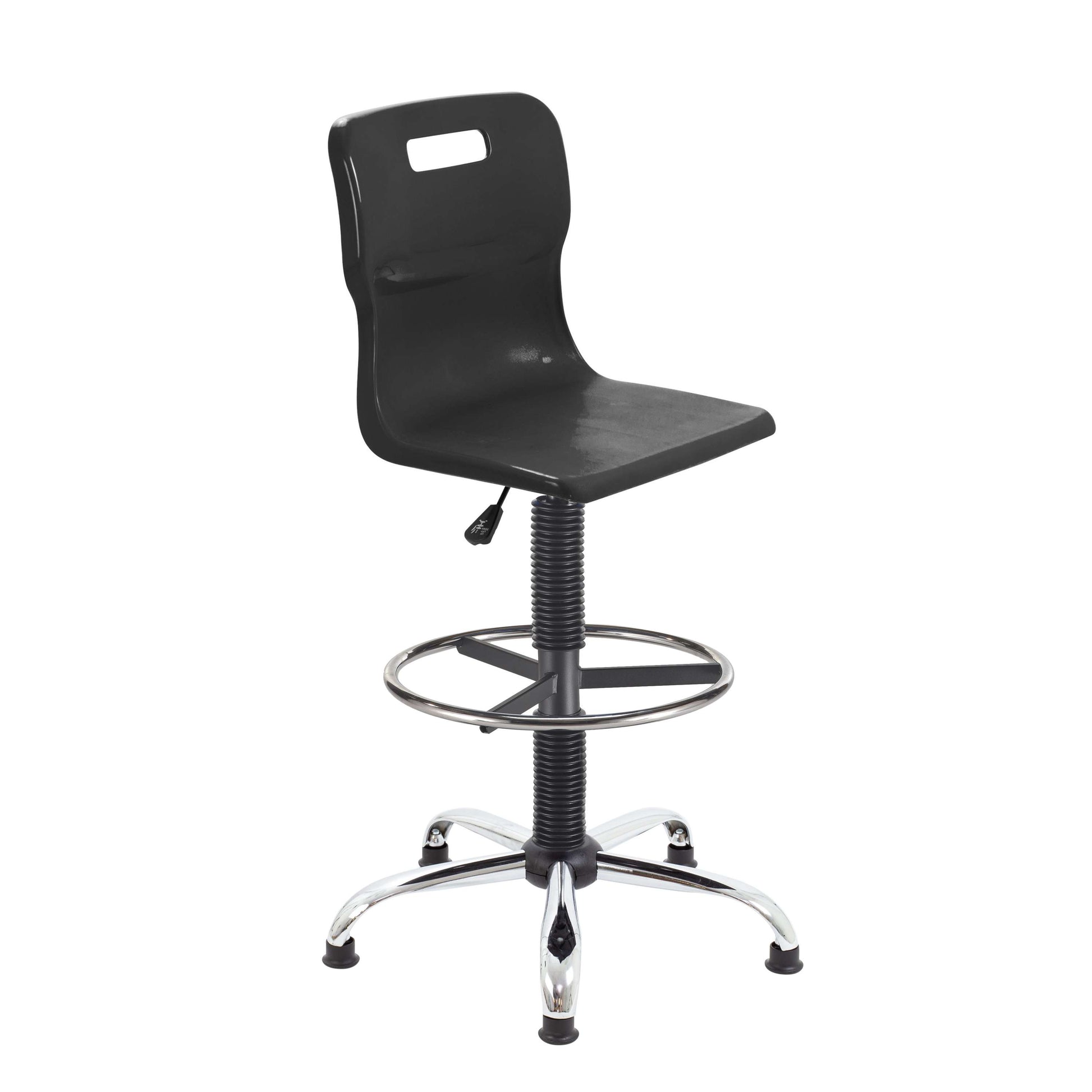 Titan Swivel Senior Chair with Chrome Base, Castors and D-Kit | Size 5-6 | Fixed D-Kit | Black/Chrome