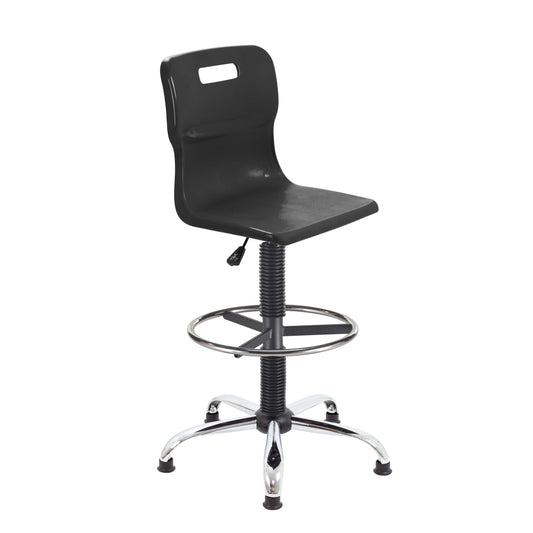Titan Swivel Senior Chair with Chrome Base, Castors and D-Kit | Size 5-6 | Fixed D-Kit | Black/Chrome