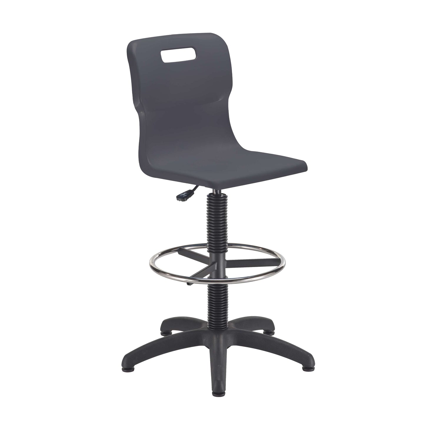 Titan Swivel Senior Chair with Plastic Base, Castors and D-Kit | Size 5-6 | Fixed D-Kit | Charcoal/Black
