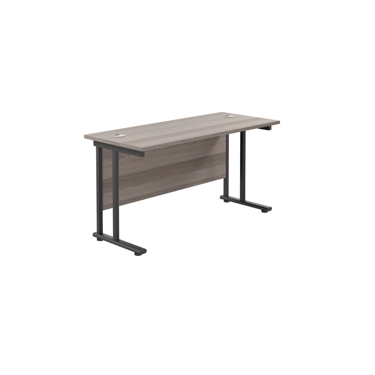 Twin Upright Rectangular Desk: 600mm Deep (FSC) | 1200X600 | Grey Oak/Black