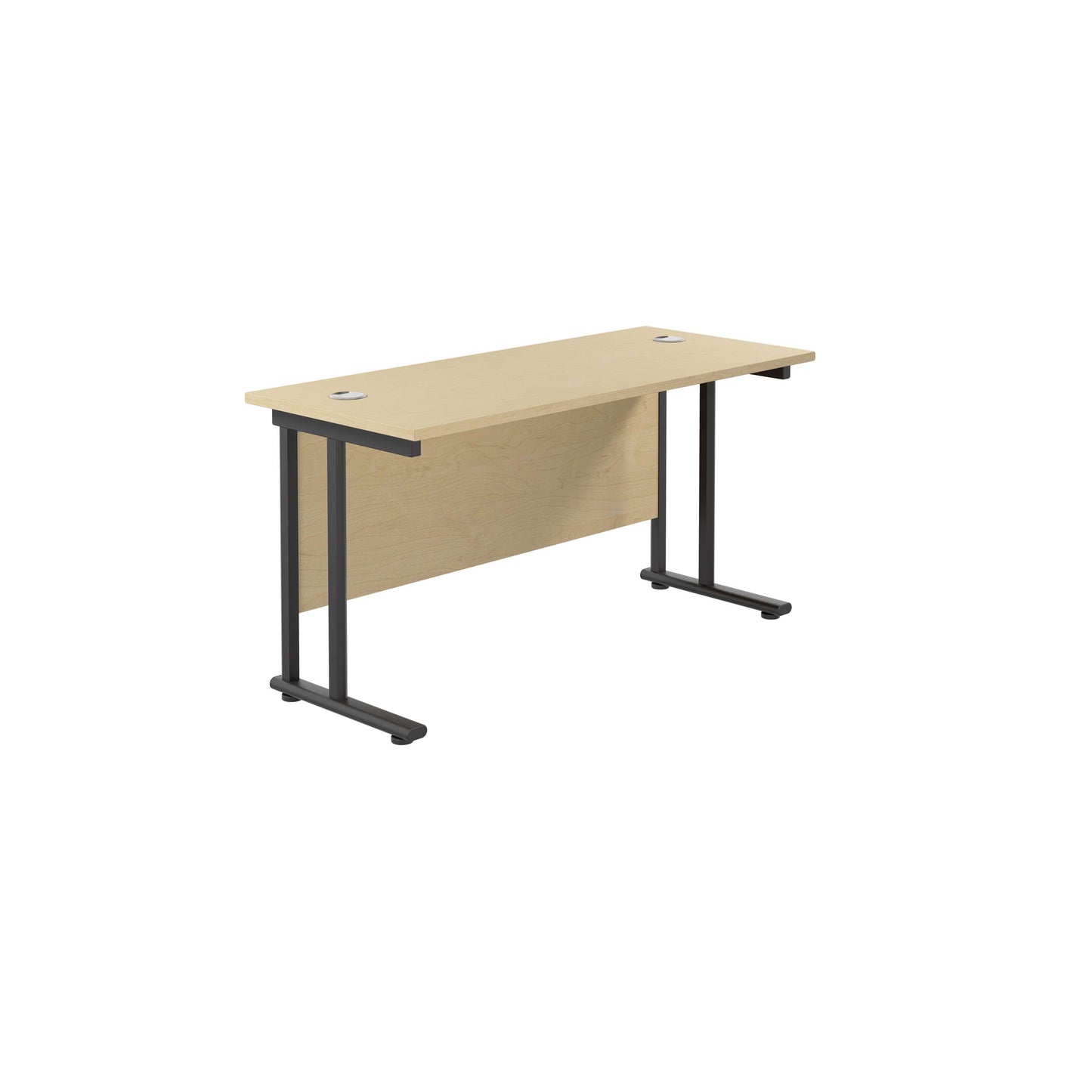 Twin Upright Rectangular Desk: 600mm Deep (FSC) | 1200X600 | Maple/Black