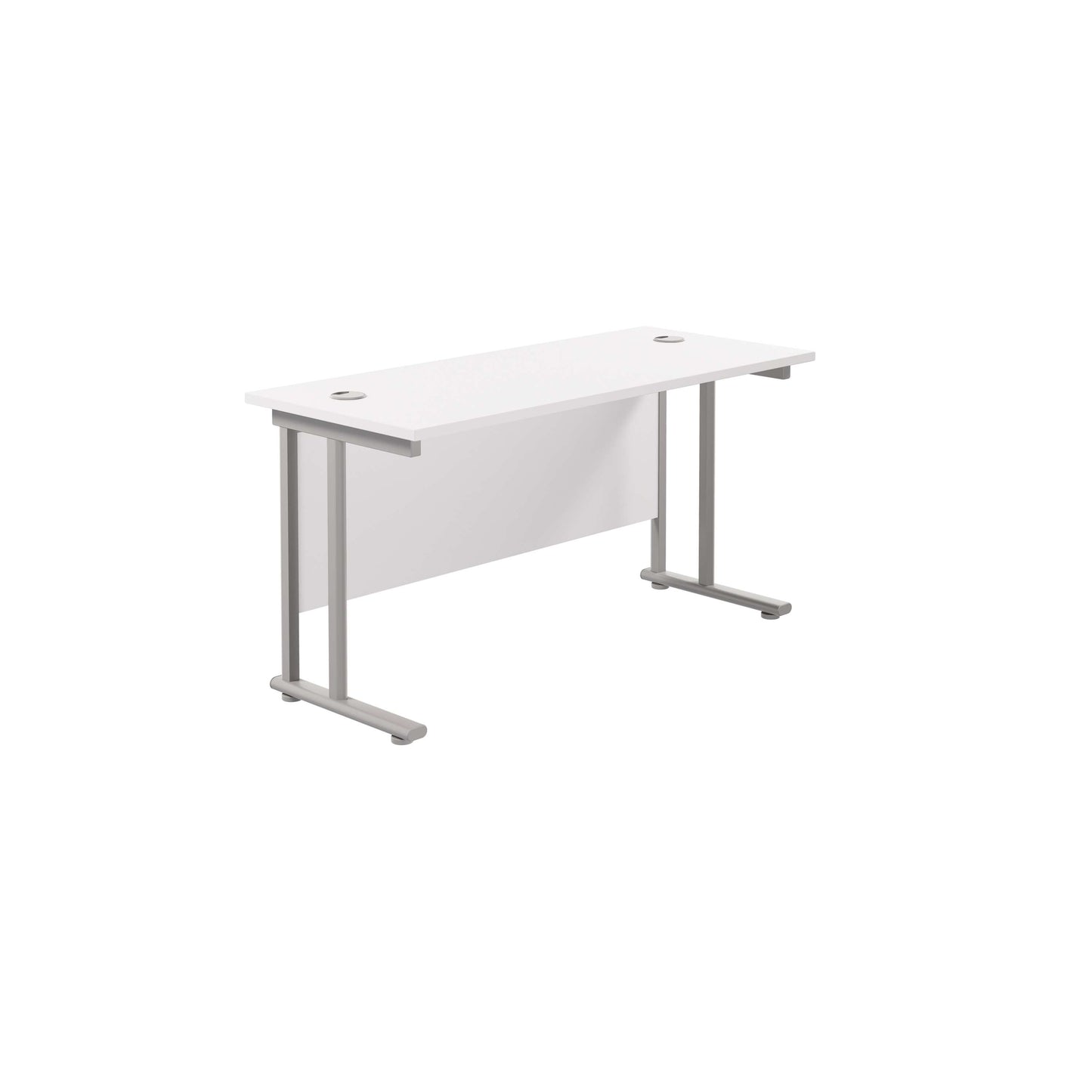 Twin Upright Rectangular Desk: 600mm Deep (FSC) | 1200X600 | White/Silver