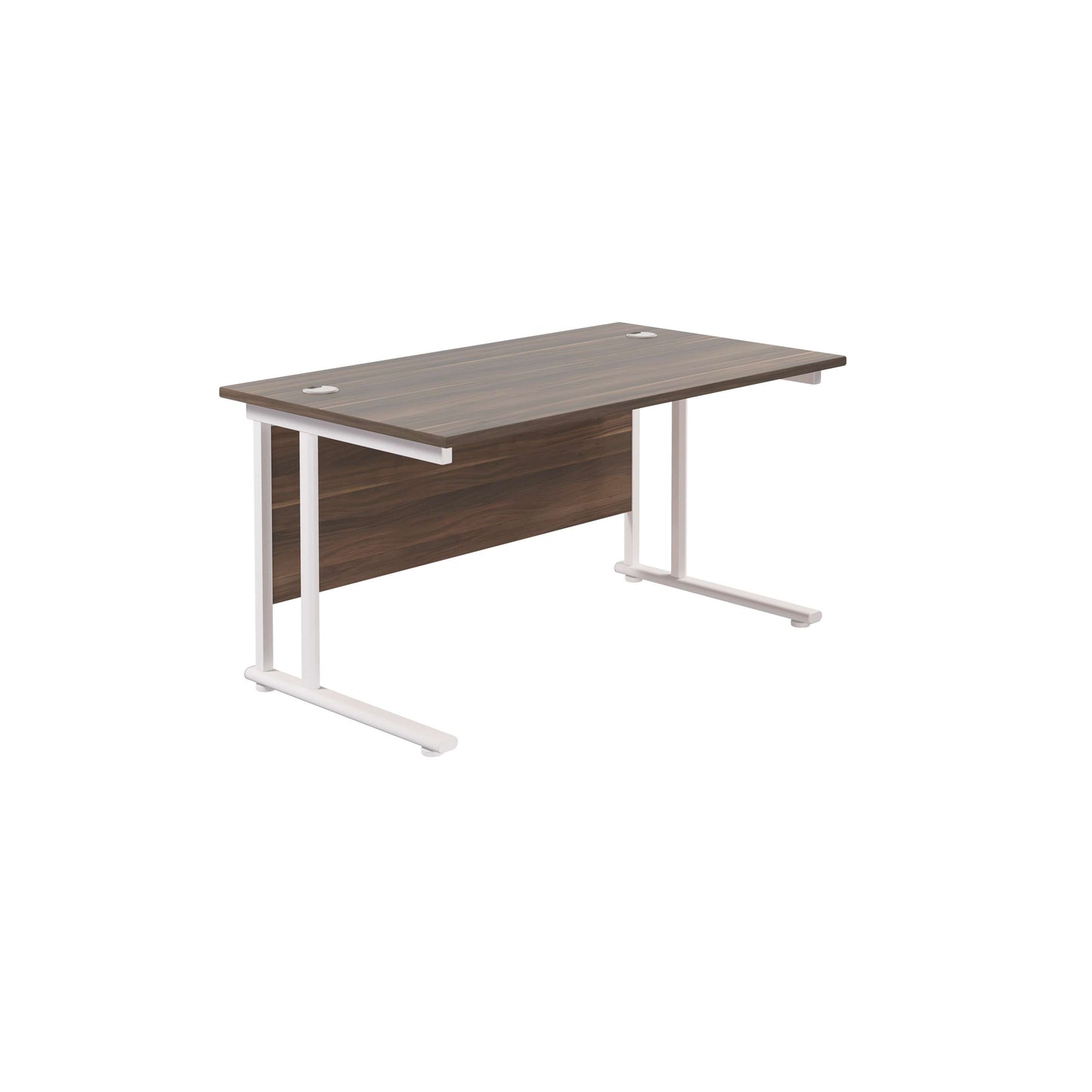 Twin Upright Rectangular Desk: 800mm Deep (FSC) | 1200X800 | Dark Walnut/White