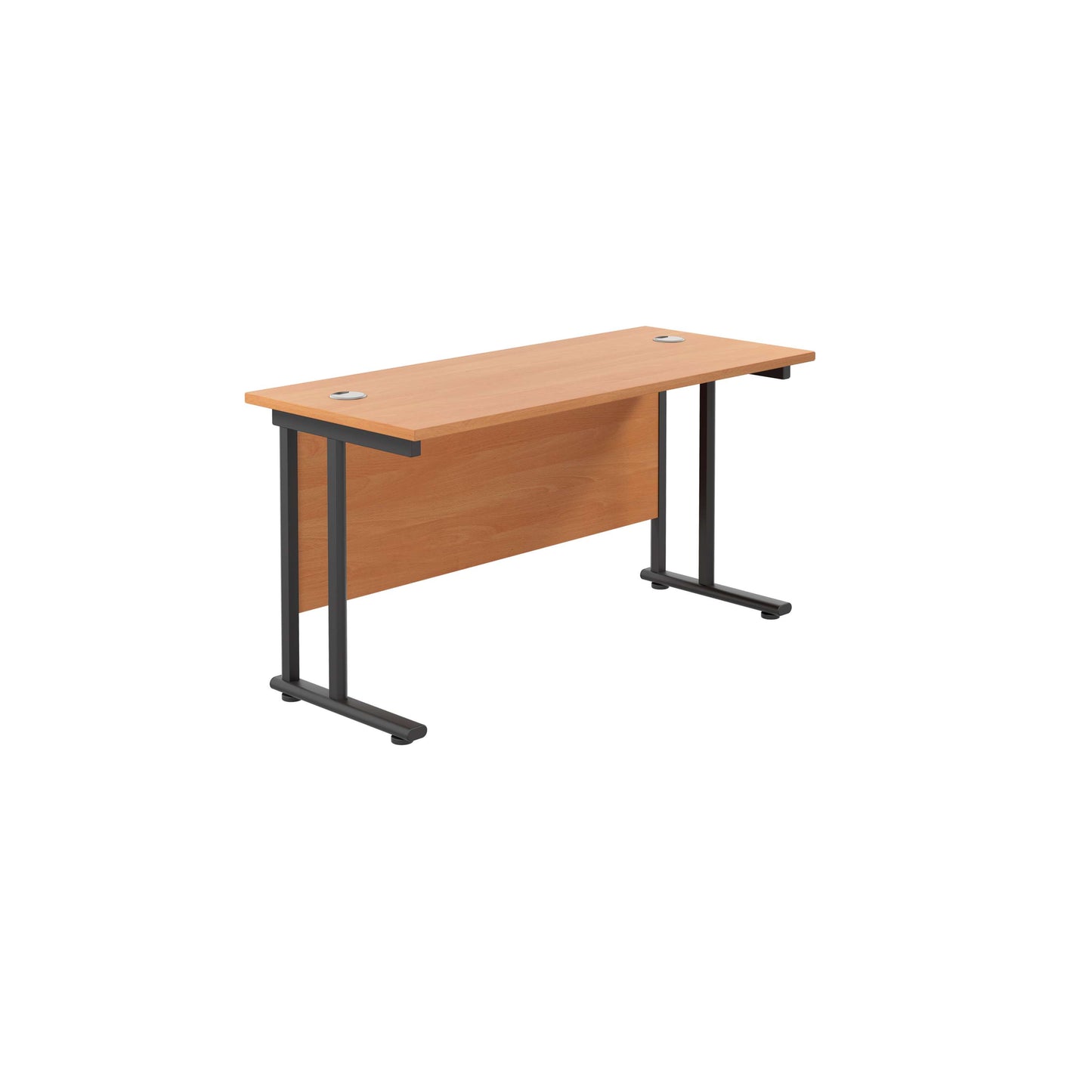 Twin Upright Rectangular Desk: 600mm Deep (FSC) | 1400X600 | Beech/Black